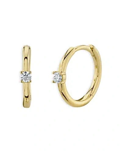 Moon & Meadow 14k Yellow Gold Diamond Bezel Huggie Hoop Earrings - Exclusive