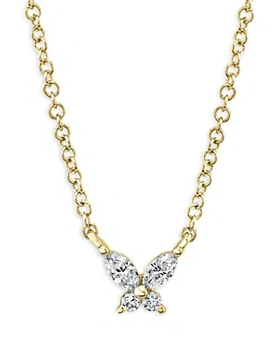 Moon & Meadow 14k Yellow Gold Diamond Butterfly Pendant Necklace, 17-18