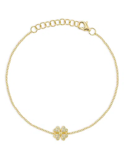 Moon & Meadow 14k Yellow Gold Diamond Clover Link Bracelet