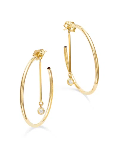 Moon & Meadow 14k Yellow Gold Diamond Dangle Post Front To Back Hoop Earrings