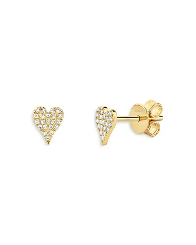 Moon & Meadow 14k Yellow Gold Diamond Heart Stud Earrings