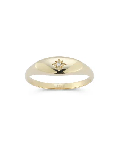 Moon & Meadow 14k Yellow Gold Diamond Star Signet Ring
