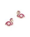 Moon & Meadow 14k Yellow Gold Enamel Flamingo Stud Earrings - Exclusive In Pink/gold