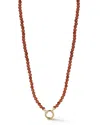 Moon & Meadow 14k Yellow Gold Garnet Bead Circle Clasp Collar Necklace, 17 In Gold