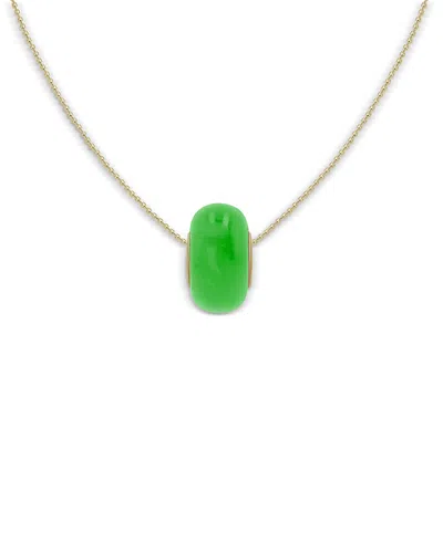 Moon & Meadow 14k Yellow Gold Green Jade Rondelle Pendant Necklace, 16-18 - Exclusive In Metallic