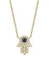 Moon & Meadow 14k Yellow Gold Hamsa Pendant Necklace With Diamonds & Blue Sapphire, 18 - Exclusive In Gold/blue