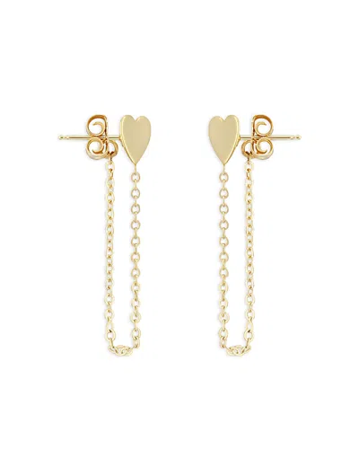 Moon & Meadow 14k Yellow Gold Heart Chain Drop Earrings