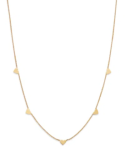 Moon & Meadow 14k Yellow Gold Heart Station Necklace, 18-20