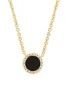 Moon & Meadow 14k Yellow Gold Kate Onyx & Diamond Halo Pendant Necklace, 18 - Exclusive In Black/gold