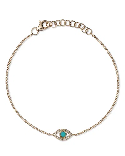 Moon & Meadow 14k Yellow Gold Kate Turquoise & Diamond Evil Eye Chain Bracelet