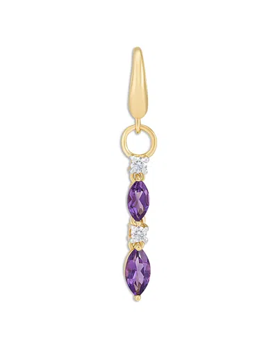 Moon & Meadow 14k Yellow Gold Lab Grown Diamond & Amethyst Dangle Pendant In Multi