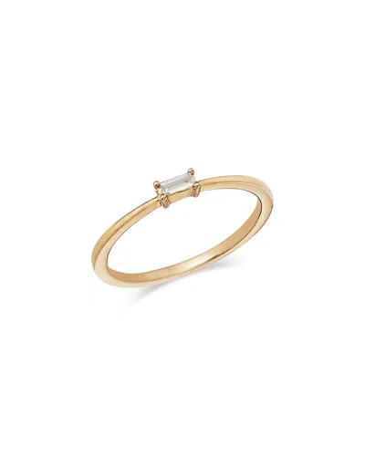 Moon & Meadow 14k Yellow Gold Lab Grown Diamond Baguette Solitaire Ring