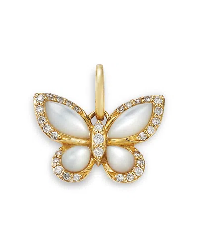 Moon & Meadow 14k Yellow Gold Mother Of Pearl & Diamond Butterfly Pendant