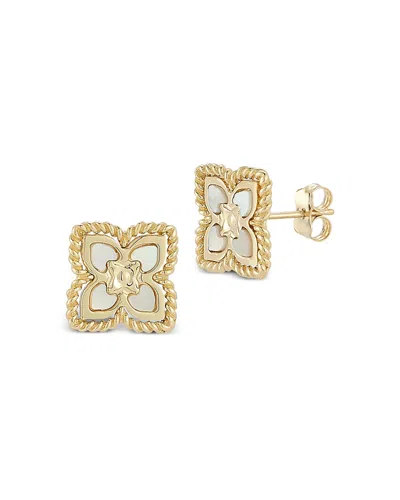 Moon & Meadow 14k Yellow Gold Mother Of Pearl Clover Stud Earrings In Purple