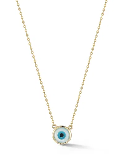 Moon & Meadow 14k Yellow Gold Mother Of Pearl Evil Eye Pendant Necklace, 16-18