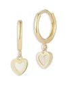 Moon & Meadow 14k Yellow Gold Mother Of Pearl Heart Dangle Drop Earrings In Gold