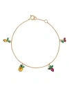Moon & Meadow 14k Yellow Gold Multi Gemstone Fruit Charm Bracelet In Multi