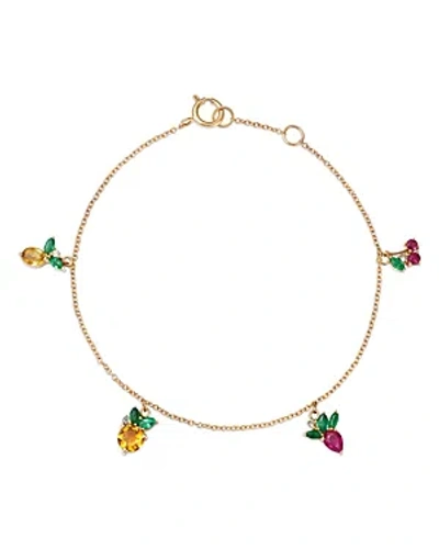 Moon & Meadow 14k Yellow Gold Multi Gemstone Fruit Charm Bracelet
