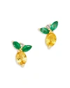 Moon & Meadow 14k Yellow Gold Multi Gemstone Lemon Stud Earrings In Yellow/green