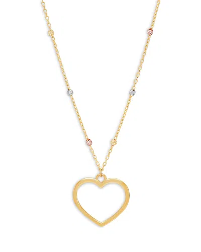 Moon & Meadow 14k Yellow Gold Open Heart Pendant Necklace, 17.75