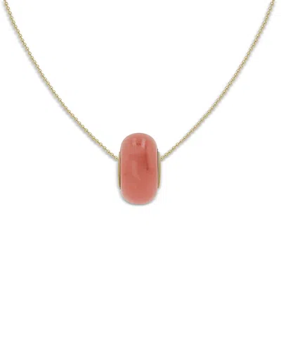Moon & Meadow 14k Yellow Gold Pink Jade Rondelle Pendant Necklace, 16-18 - Exclusive In Metallic