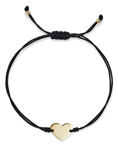 Moon & Meadow 14k Yellow Gold Polished Heart Cord Bolo Bracelet - Exclusive In Black
