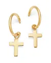 Moon & Meadow 14k Yellow Gold Small Dangling Cross Hoop Earrings - Exclusive In Gold