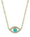 Moon & Meadow 14k Yellow Gold Turquoise & Diamond Eye Pendant Necklace, 18 - Exclusive In Turquoise
