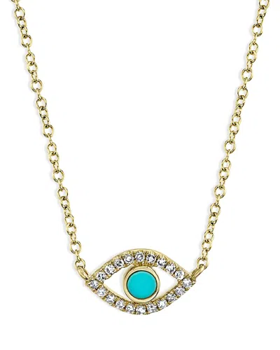 Moon & Meadow 14k Yellow Gold Turquoise & Diamond Eye Pendant Necklace, 18 - Exclusive