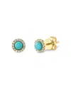 Moon & Meadow 14k Yellow Gold Turquoise & Diamond Halo Stud Earrings - Exclusive In Turquoise/gold