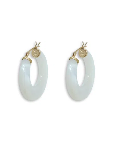 Moon & Meadow 14k Yellow Gold White Mother Of Pearl Inlay Hoop Earrings - Exclusive In Neutral