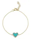 Moon & Meadow Diamond & Turquoise Heart Chain Bracelet In 14k Yellow Gold - Exclusive In Blue