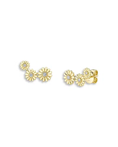 Moon & Meadow Diamond Flower Stud Earrings In 14k Yellow Gold, 0.09 Tcw