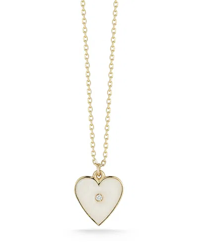 Moon & Meadow Diamond Heart Pendant Necklace In 14k Yellow Gold, 0.01 Tcw In Neutral