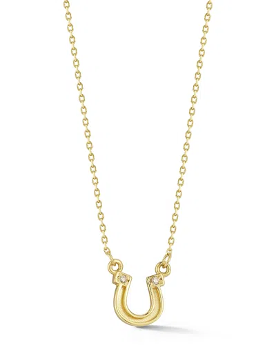 Moon & Meadow Diamond Horseshoe Pendant Necklace In 14k Yellow Gold, 0.01 Tcw In Pattern