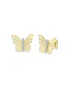 Moon & Meadow Diamond Ribbed Butterfly Stud Earrings In 14k Yellow Gold, 0.05 Tcw In Gold