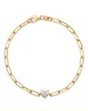 Moon & Meadow Heart Lab Grown Diamond Solitaire Paperclip Bracelet In 14k Yellow Gold, 0.5 Ct. T. W.