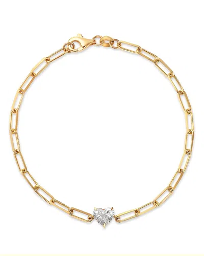 Moon & Meadow Heart Lab Grown Diamond Solitaire Paperclip Bracelet In 14k Yellow Gold, 0.5 Ct. T. W.