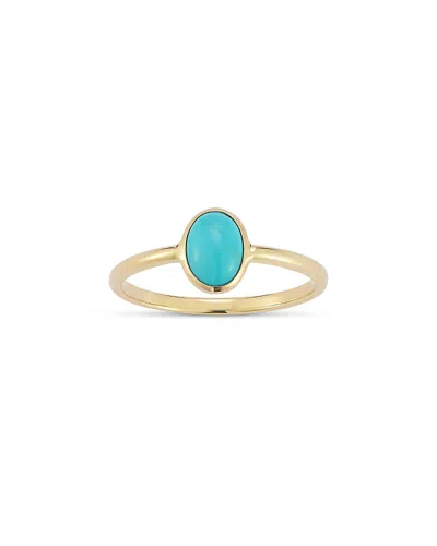 Moon & Meadow Oval Turquoise Solitaire Ring In 14k Yellow Gold In Orange