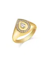 Moon & Meadow Pear Halo Lab Grown Diamond Signet Ring In 14k Yellow Gold, 0.4 Ct. T. W.