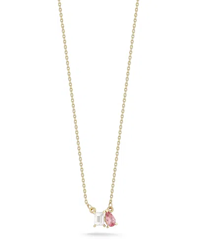 Moon & Meadow White Topaz & Tourmaline Pendant Necklace In 14k Yellow Gold In Red