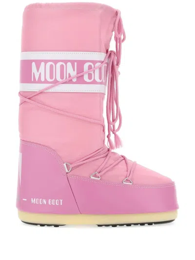 Moon Boot Ambidextrous Mini Water-repellent Logo-panel Lace-up Boots In Multi