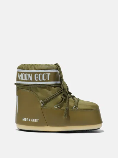 Moon Boot Ambidextrous Water-repellent Logo-panel Mini Boot With Criss-cross Tubular Laces In Green