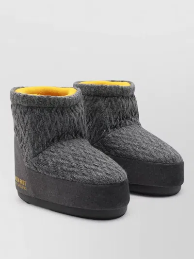 Moon Boot Ankle Length Knit Texture Boots Women In Gray