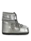Moon Boot Metallic Finish Ankle Boots With Lace-up Closure In Silver