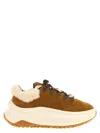Moon Boot Beige Lace Up Sneakers In Brown