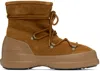 Moon Boot Luna Brown Ankle Boots With Laces In Suede And Tech Fabric Woman In Cognac