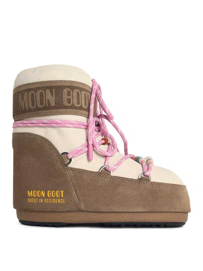 Moon Boot Beige Suede Low Top In Brown