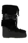 Moon Boot Black Eco Fur And Synthetic Leather Icon Boots In Black
