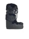 Moon Boot Black Faux Fur Boots In Animal Print